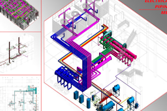 do hvac design, revit 360 bim mep model design, plumbing, electrical plan design