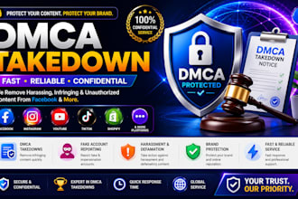 takedown harassing remove copyright  instagram facebook youtube google dmca
