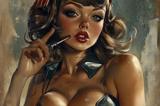 draw a pin up girl and pin up girl of art
