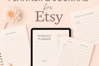 design editable digital planner, calendar, and journal templates for etsy