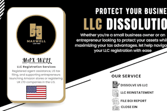 register US llc, dissolve llc, amend llc, apply for ein, close ein, boi report