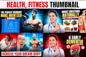 professionally design youtube thumbnail or health, fitness, workout thumbnail