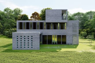 render 3d lakeside apartment,luxury loft, cgi rose cottage,revit villa house, d5