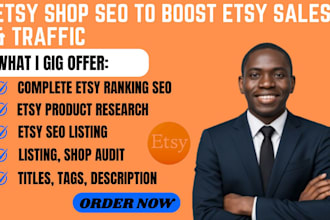 optimize etsy seo listing to rank and boost etsy sales, traffic etsy shop setup