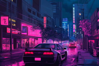 create a futuristic cyberpunk city art background art