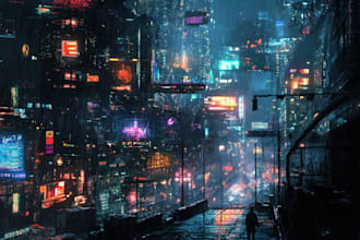 design cyberpunk futuristic city and background