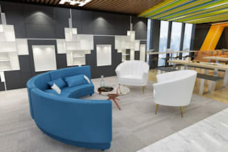 render 3d commercial interior space,office, restaurant,trade booth design,clinic