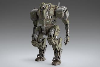 futuristic 3d cyborg model, robot, mechanical humanoid, control rig, 3d animate