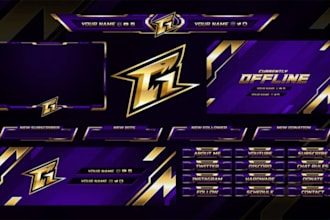 design custom twitch or kick logo, overlays, panels, emotes, and screens
