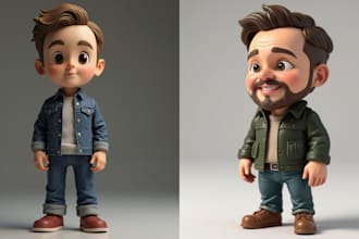 do 3d toy, 3d model, 3d action figure, 3d character in blender for 3d printing