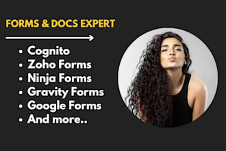 setup cognito, zoho forms, ninja forms, gravity forms google forms fillable form