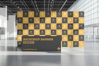 design a clean step and repeat backdrop, or event banner