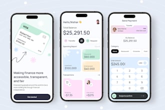 design fintech app UI UX web UI with prototype using figma