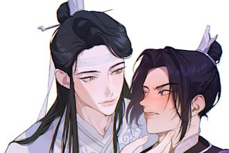 draw an anime style illustration in flat colors