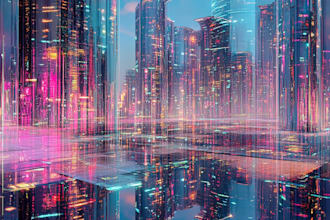 make futuristic science fiction city, cyberpunk illustration