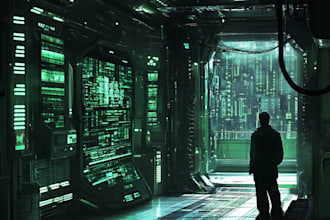 draw cyberpunk futuristic city and background