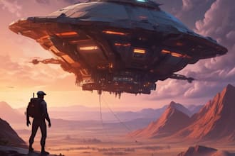 design spaceship, sci fi illustration and sci fi art