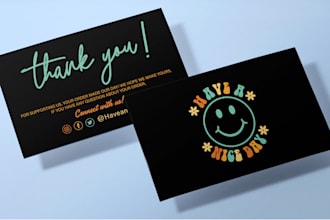 design amazon thank you card, product insert card and package insert