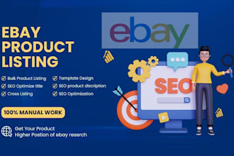 do ebay product listing, SEO optimization, and cross listing