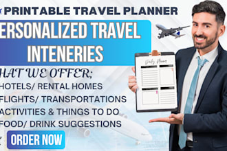 customized travel itinerary or planner etsy printable travel planner canva ebook