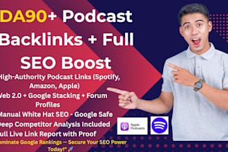 boost podcast rankings with da90 spotify and amazon backlinks