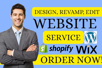 design or build a responsive wordpress, shopify, wix website development, code