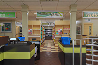 do 3d grocery store, cgi store rendering, 3d product market