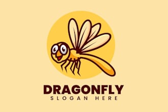 design modern dragonfly logo with satisfaction guaranteed