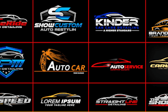 design modern auto dealership, car wash, car detailing, auto repair logo