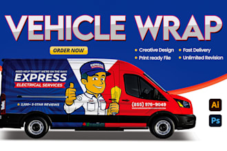 design a vehicle wrap, van, car, food truck, and trailer wrap design