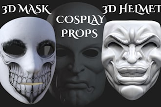 3d cosplay printable mask 3d helmet halloween mask cosplay props for 3d print