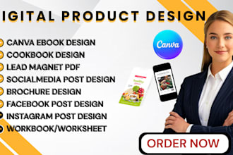 design canva template ebook lead magnet pdf, cookbook brochure social media post