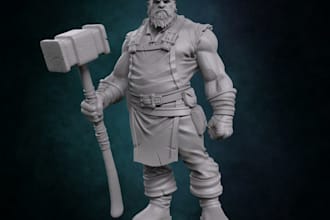 sculpt 3d character model game asset 3d miniature 3d printing in zbrush stl file