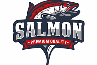 design eye catchy colorful salmon fish logo