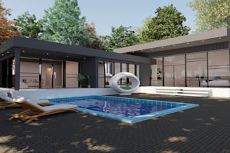modify exist house model render, 2d elevation floor plan, uk building property