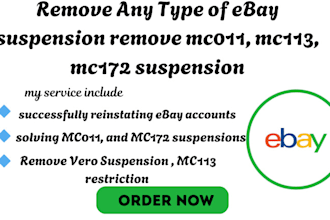 reinstate your suspended ebay account and remove mc011, mc113, mc172 suspension
