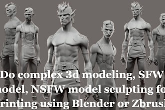 complex 3d modeling, sfw and nsfw sculpting for printing using blender or zbrush