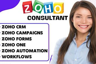 setup and customize zoho CRM, zoho one, zoho campaigns creator apps, automations