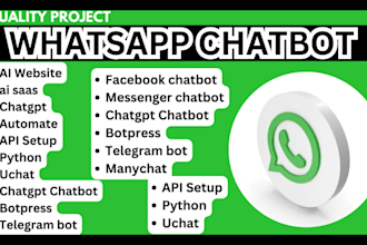create whatsapp ai chatbot , website bot by manychat, python, whatsapp API setup