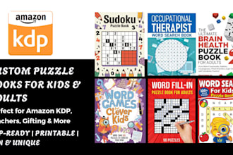 design amazon kdp word search puzzle book, maze, sudoku layout design