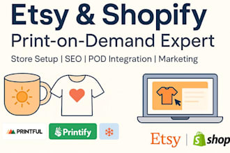 create a print on demand etsy or shopify store with printful, printify or gelato