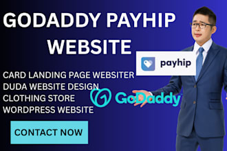 godaddy payhip website card landing page wordpress clothing store duda website