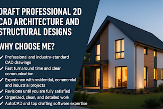 draft professional 2d cad architecture and structural designs