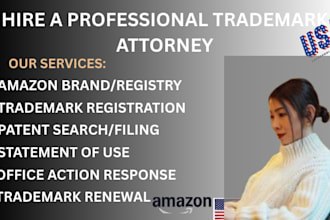 handle trademark registration and office action as licensed attorney