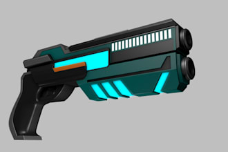 3d model of concept sci fi gun weapon and game asset, prop model, baseball bat