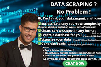 scrape websites, deliver data in excel, CSV, database in 24h