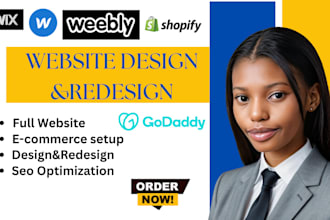 design shopify wix website webflow godaddy weebly ecommerce website design