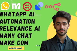 build whatsapp ai chatbot whatsapp automation relevance ai n8n make com manychat