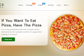 design 7 figure pizza shopify store burger store bakery website pizza cake store