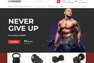 design fitness equipment shopify health wellness gym equipment fitness website